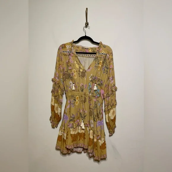 midi black floral dress Floral Microprint Long Sleeve Midi Dress M / Black